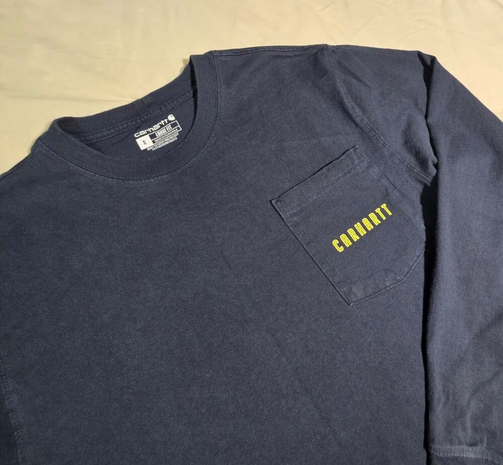 Carhartt Long Sleeve Pocket T-Shirt Size S Navy Blue